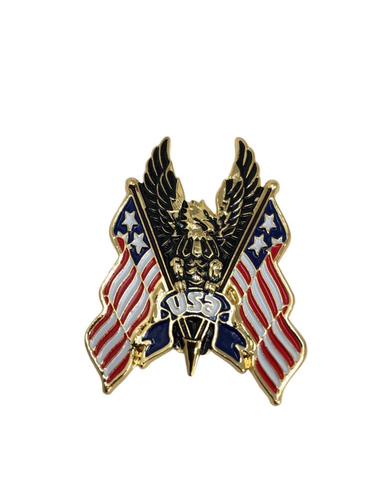 Highway Hawk Emblem Adler USA-Flagge in Gold zum Aufkleben von Motorrad Burchard
