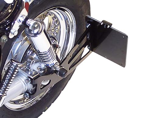 Seitlicher Kennzeichenhalter für Yamaha XV 535-1100 Virago schwarz mit TÜV Kennzeichengröße Deutschland von Motorrad Burchard