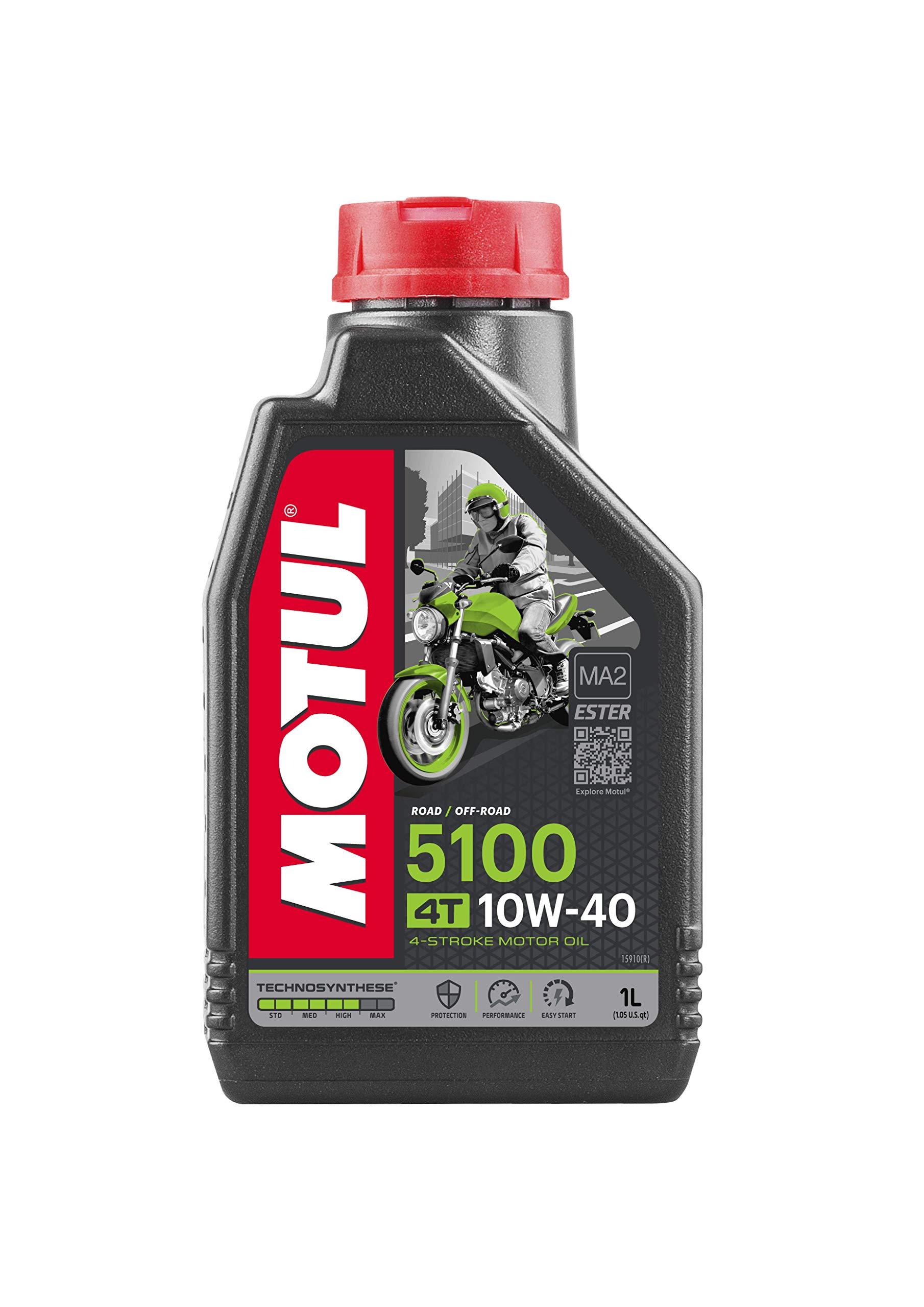 Motul 104066 Motorrad-Motoröl, 4 Takt, 10 W/40 (Teilsynth.), Anzahl 1 schwarz 221x117x63.5 von Motul