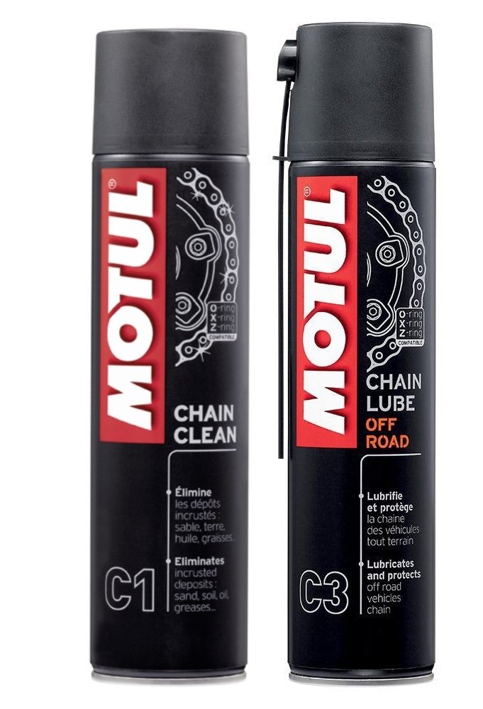 MOTUL Pack + Economy MC Care Spray Kettenschmierspray (C3) und Kettenreiniger (C1) Straßenmotorräder. von Motul