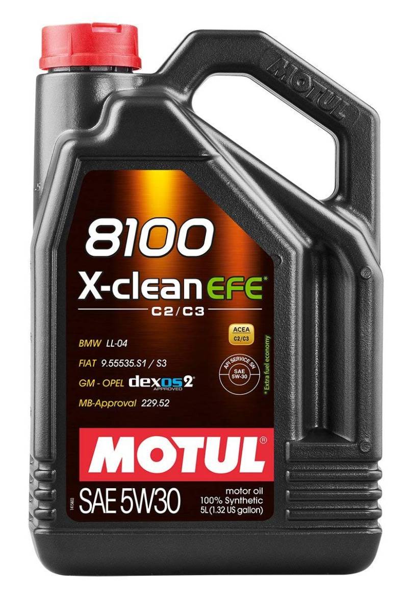 Motul 107206/74 Motor Schmieröl 8100 X-Clean EFE C2/C3 5W30 5 L, Brown von Motul