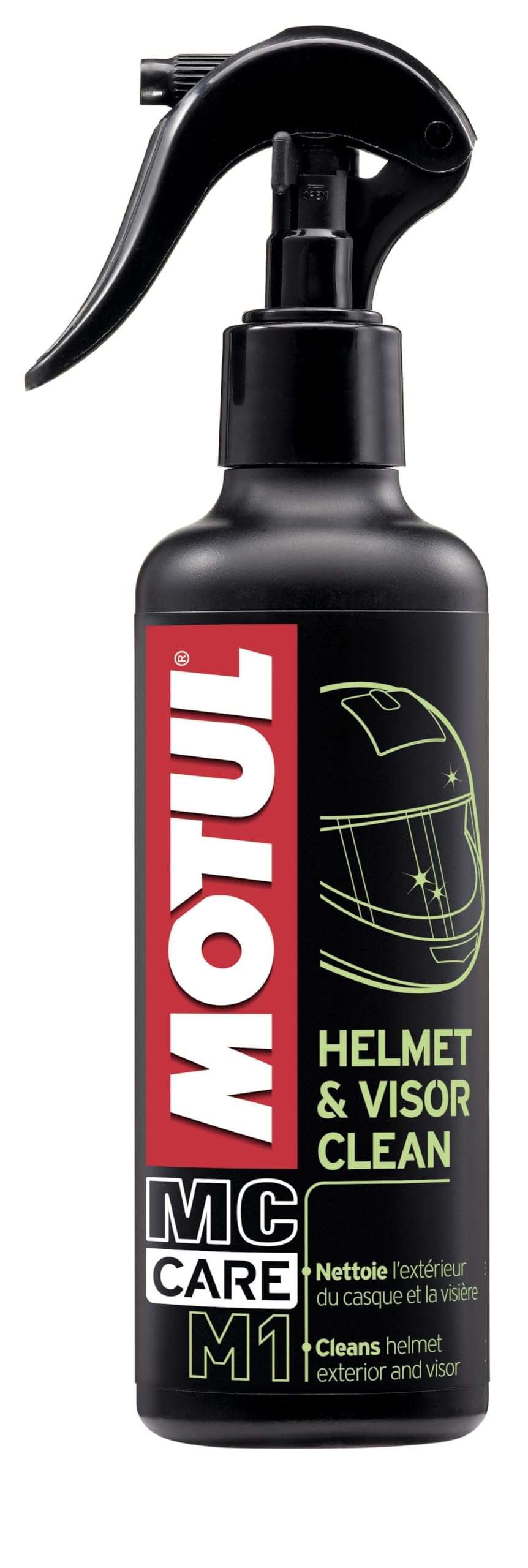 Motul - Helm- und Visierreinigungsspray für Motorradhelme - Streifenfreier Glanz - Anti-Insekten-Wirkung - Neutrale und nicht aggressive Formel - MC Care Helmet & Visor Clean M1-250 ml von Motul