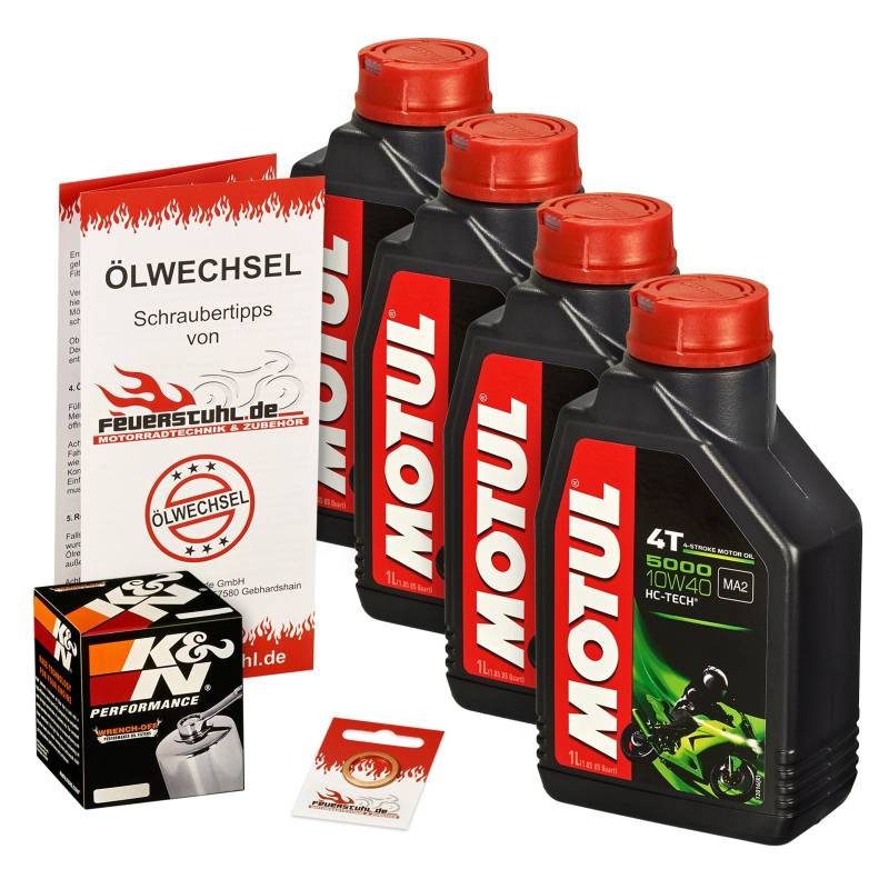 Motul 10W-40 Öl + K&N Ölfilter für Honda CTX 700 /N, 14-15, RC68 - Ölwechselset inkl. Motoröl, Chrom Filter, Dichtring von Motul