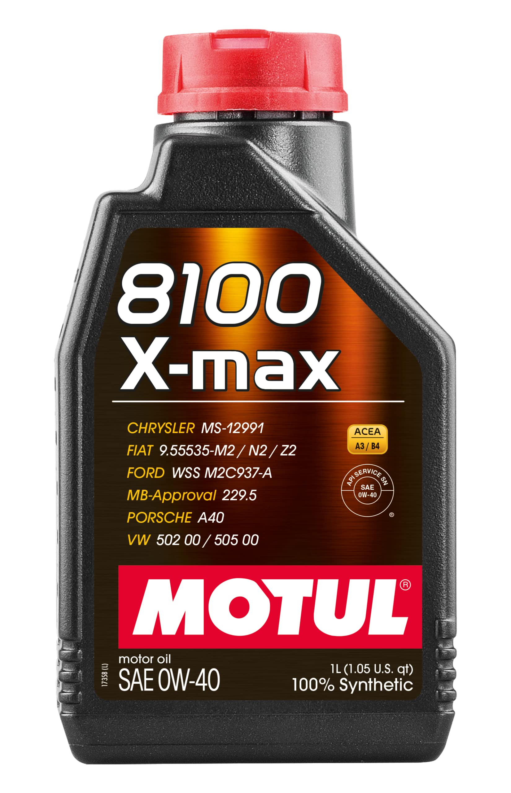 Motul 104531 Motoröl 8100 X-max 0W-40 1 L, Brown Motul 104531 Motoröl 8100 X-max 0W-40 1 L, Brown von Motul