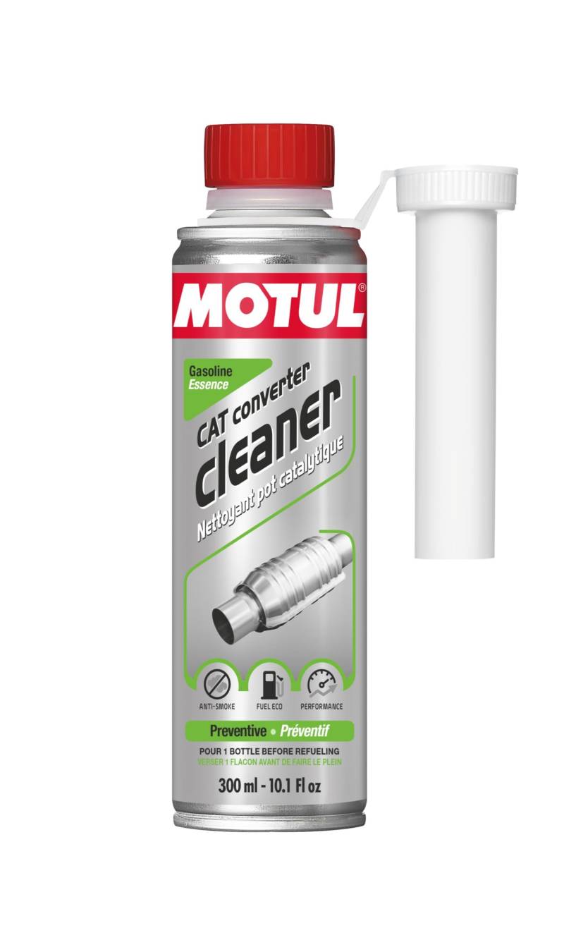 Motul Katalysator-Reiniger Benzin, Vorbeugendes Additiv für Otto-Motoren, Mehr Leistung, weniger Verbrauch und Emissionen, Ideal vor TÜV-Prüfung, CAT Converter Cleaner, 300 ml von Motul