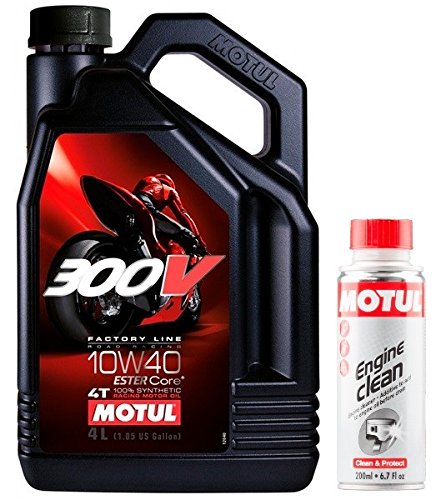 Motul Duo Motor?l 300V Factory Line Road Racing 4T 10W-40 4 Liter + Engine Clean 200ml von Motul