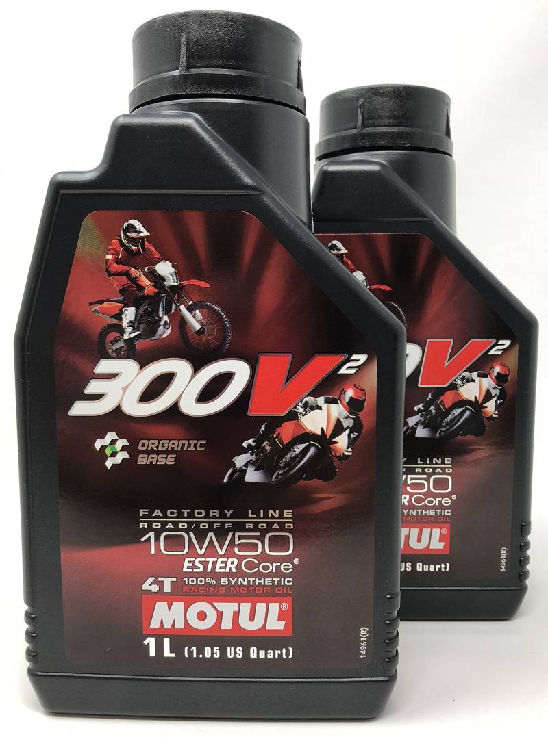 Motul Motor Wettkampf 300 V2 Road Racing 4T FL 10W-50 Motoröl, 2 Liter (2 x 1 Lt) von Motul
