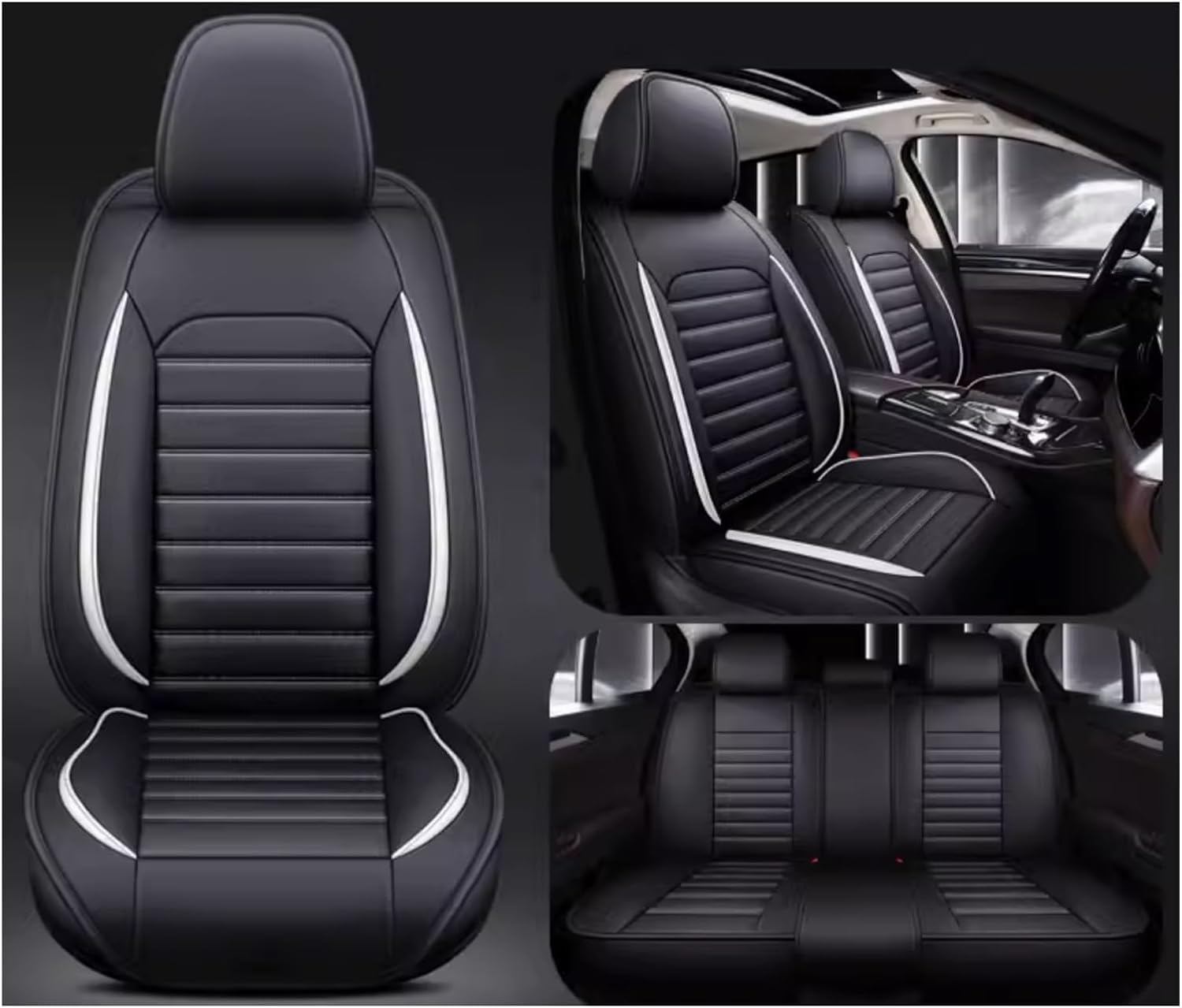 MounSgk Autositzbezüge, passend für Alfa Romeo Giulietta (940) RZ (162D) MiTo (955) Stelvio (949), wasserdicht und rutschfest, komplettes Set von Sitzbezügen, Weiß von MounSgk