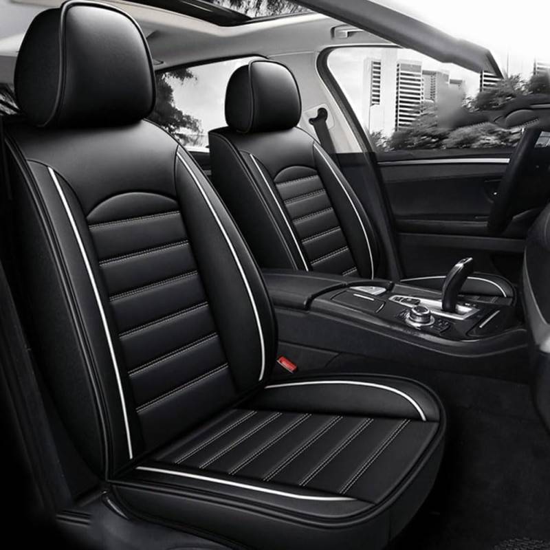 MounSgk Autositzbezüge, passend für Suzuki Vitara 2015, 2016, 2017, 2018, 2019, wasserdicht und rutschfest, komplettes Set von Sitzbezügen, Schwarz / Weiß von MounSgk