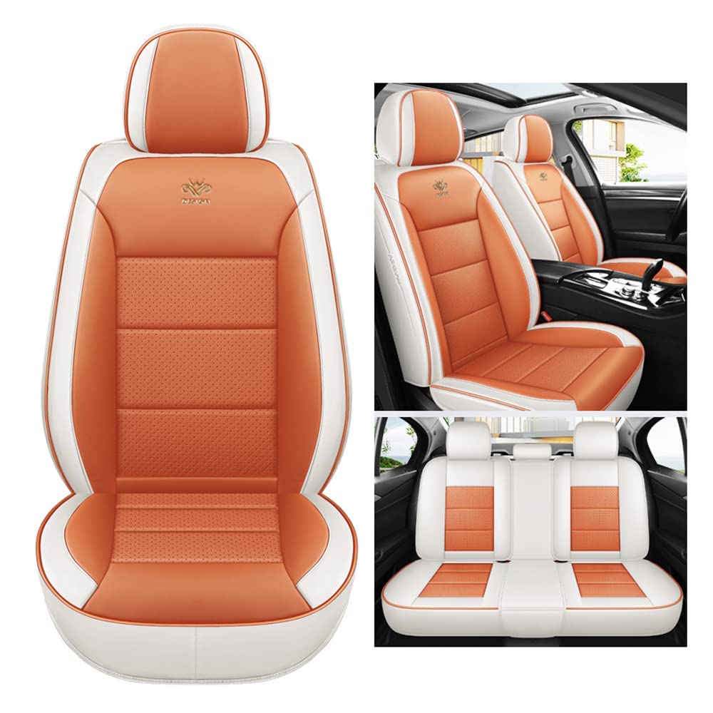 MounSgk Autositzbezüge für Skoda Octavia Rapid Kodiaq Octavia A7 Octavia 2 Octavia A5 Tour Fabia 1 Fabia 3, PU-Leder, robuster Sitzbezug schützt den Innenraum, Weiß / Orange MounSgk Autositzbezüge für Skoda Octavia Rapid Kodiaq Octavia A7 Octavia 2 Octavia A5 Tour Fabia 1 Fabia 3, PU-Leder, robuster Sitzbezug schützt den Innenraum, Weiß / Orange von MounSgk