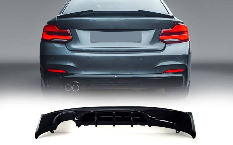 Mptuned F22 F23 2er Diffusor – Glanz Schwarz Heckdiffusor für M-Sport Stoßstange | 228i 230i 2013-2021 ABS Kunststoff von MpTuned