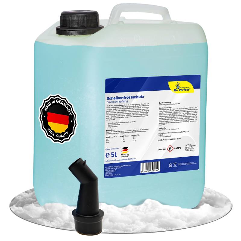 Mr. Perfect® 5L Scheibenfrostschutz anwendungsfertig - Frostschutzmittel für Auto Windschutzscheiben Frostschutz der Scheibenwaschanlage bis -30°C - schlierenfrei - Winter Scheibenwischwasser von Mr. Perfect