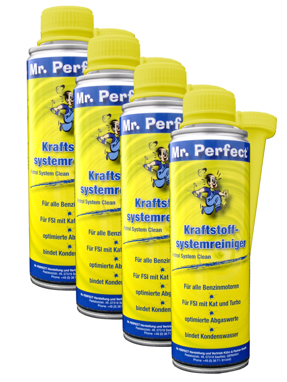 Mr. Perfect® Kraftstoffsystemreiniger Additiv, 4 x 250 ml - Kraftstoffzusatz für Benziner löst Verschmutzungen und Verharzungen im gesamten Kraftstoffsystem von Mr. Perfect