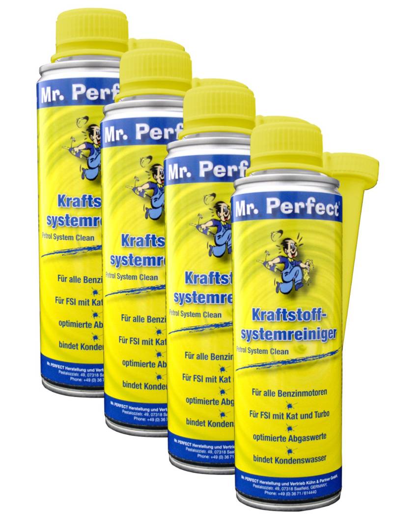 Mr. Perfect® Kraftstoffsystemreiniger Additiv, 4 x 250 ml - Kraftstoffzusatz für Benziner löst Verschmutzungen und Verharzungen im gesamten Kraftstoffsystem von Mr. Perfect