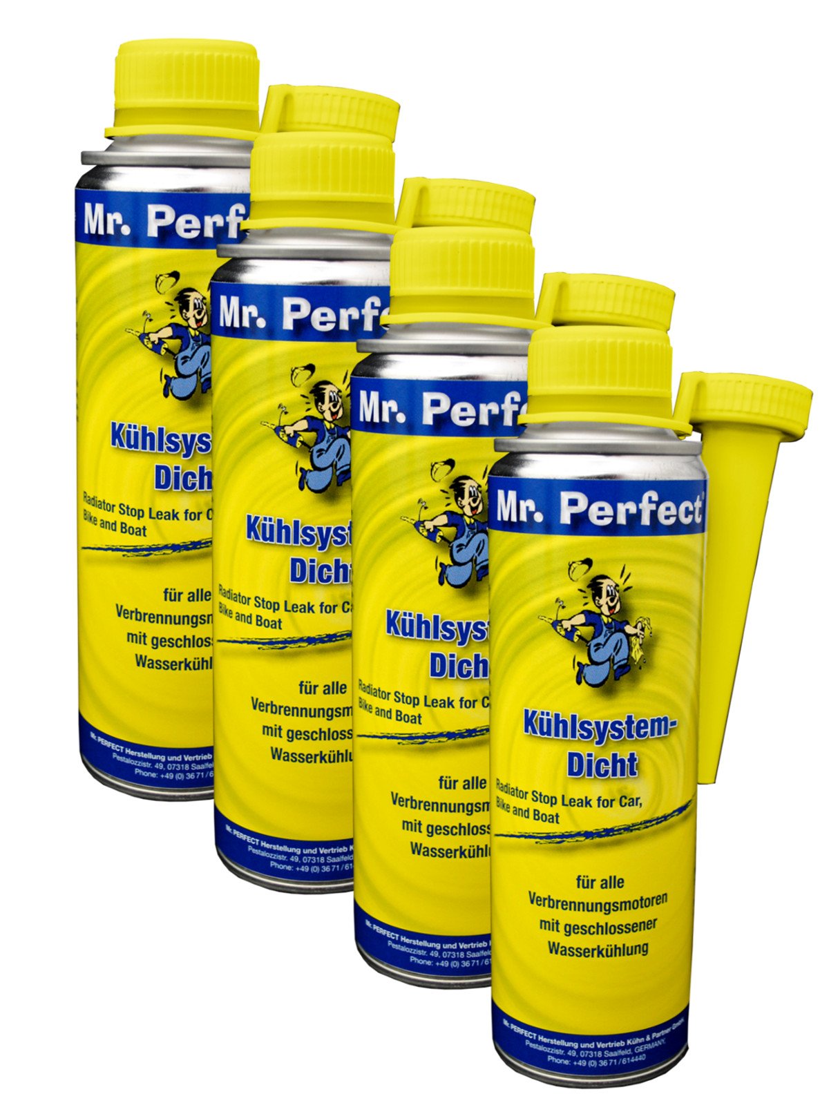 Mr. Perfect® Kühlsystemdicht, 4 x 250 ml - Kfz Kühldichtmittel-Additiv für alle Verbrennungsmotoren mit Wasserkühlung geeignet von Mr. Perfect
