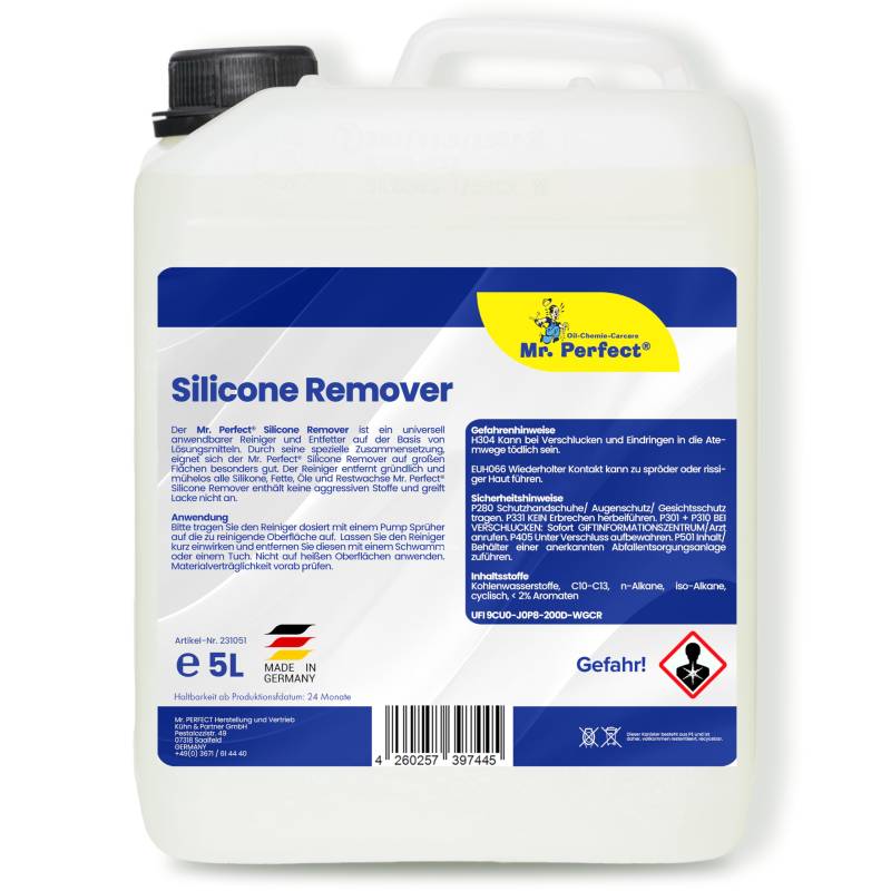 Mr. Perfect® - Silikonentferner 5L | Wachsentferner für Autolack| Der Silikonreiniger entfernt mühelos Fette, Öle & Silikon | Effektive Reinigung | Für große Flächen geeignet von Mr. Perfect