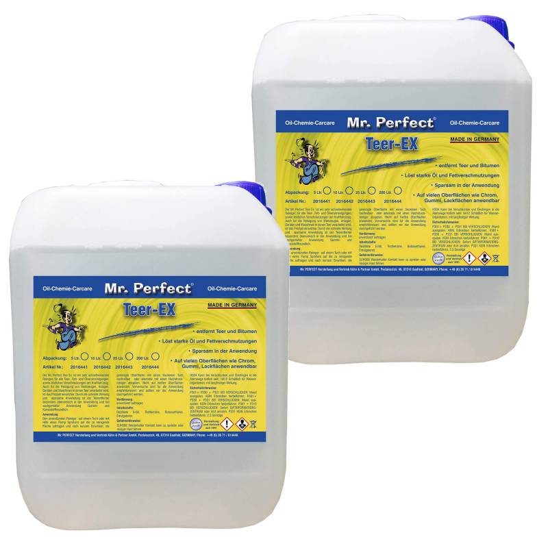Mr. Perfect® Teerentferner, Entferner von Bitumen- und Teerflecken für Auto, Wohnmobil und Werkzeuge - 2 x 10 Liter von Mr. Perfect