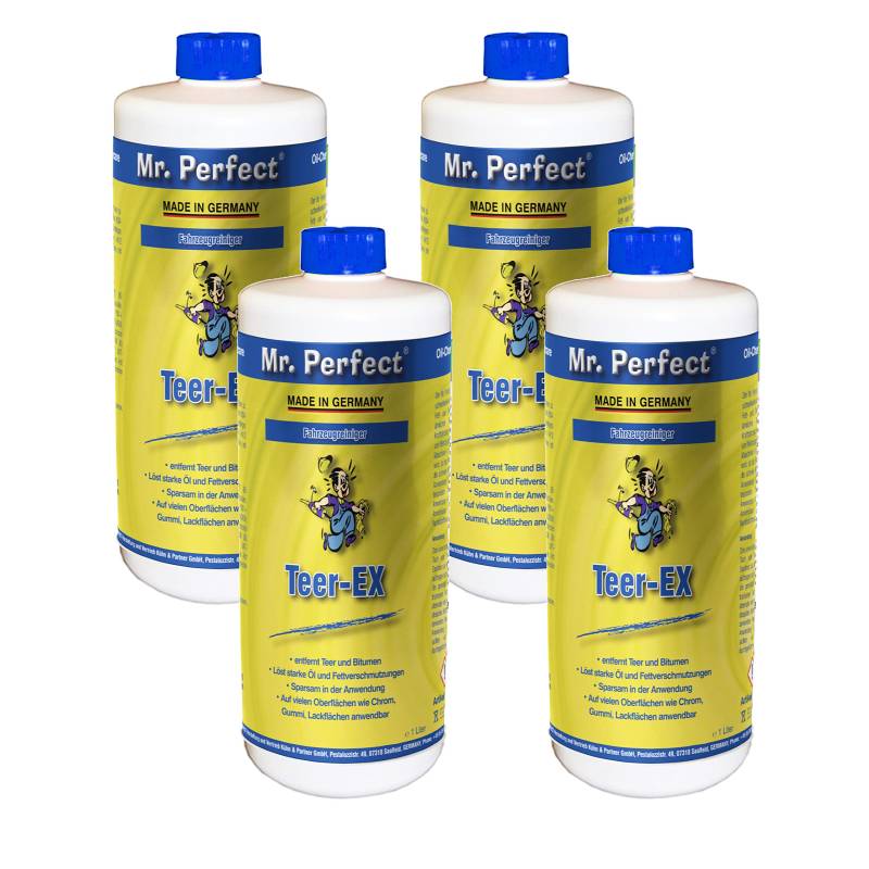 Mr. Perfect® Teerentferner, Entferner von Bitumen- und Teerflecken für Auto, Wohnmobil und Werkzeuge - 4 x 1 Liter von Mr. Perfect