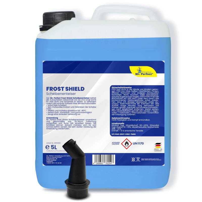 Mr. Perfect ® - Schnell wirkender Scheiben Enteiser 5L | Effektiver Scheibenenteiser Auto | Scheiben Enteisen ohne Kratzen | Schlierenfreies Scheiben Enteiserspray | Wirksam bis -40 Grad von Mr. Perfect