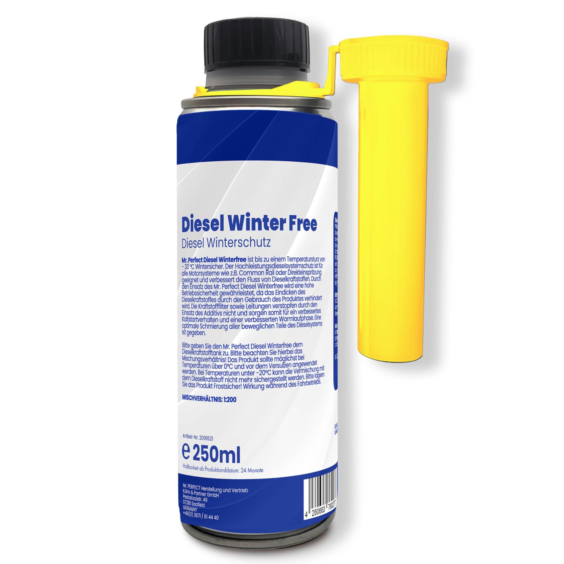 Mr.Perfect® - Winterfree für Diesel | 250ml Diesel Additiv | Hoch ergiebig 1:200 | Frostschutz bis -33 Grad | Diesel Frostschutz für Dieselmotoren & Heizsysteme | Fließverbesserer von Mr. Perfect