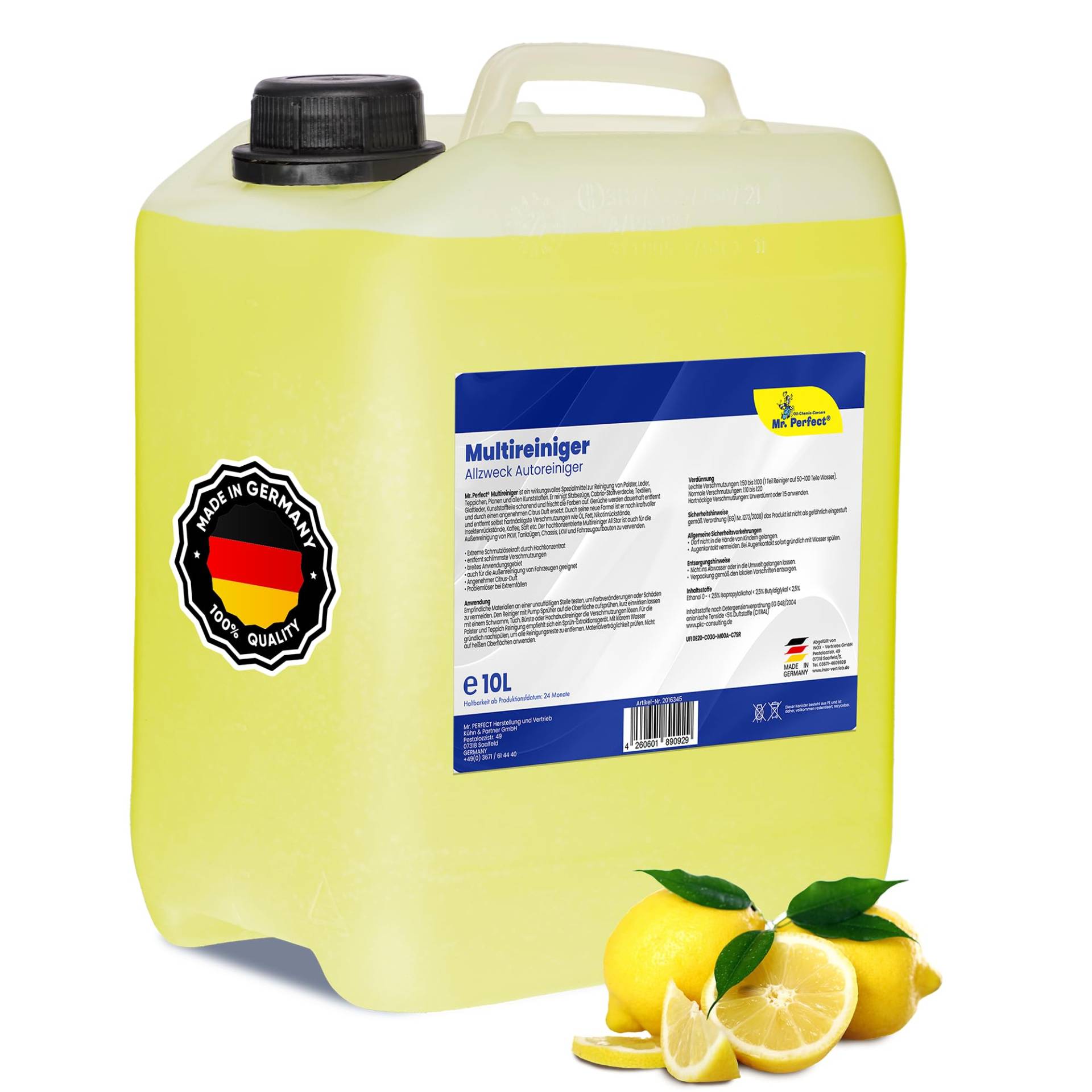 Mr.Perfect® - Profi Multi Reiniger 10L Kanister Auto Reiniger | Polsterreiniger Auto und Teppichreiniger | Kunststoffreiniger und Autoreinigung von Innen und Außen von Mr. Perfect