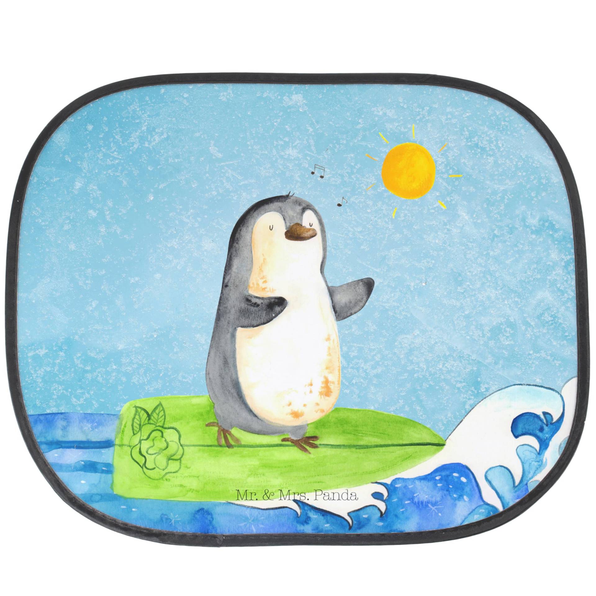 Mr. & Mrs. Panda Auto Sonnenschutz Pinguin Surfer - Geschenk, Wellen reiten, motiviert, Hawaii, Sonnenschutzfolie, Urlaub, Sonne Auto, Sonnenschutz von Mr. & Mrs. Panda