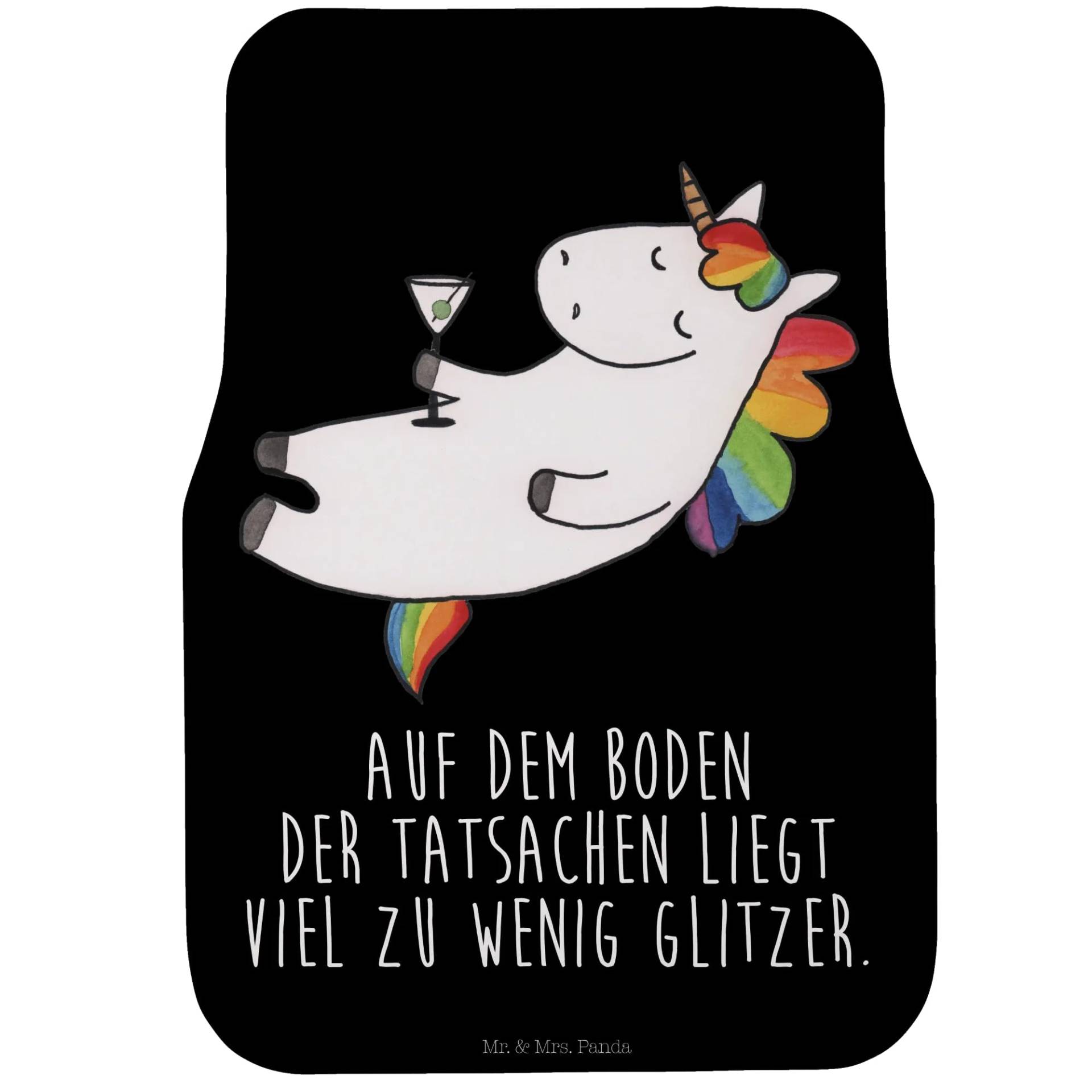 Mr. & Mrs. Panda Fahrer Autofußmatte Einhorn Cocktail - Geschenk, Autofußmatten, Einhorn Deko, Fußmatte Auto, Rum, Glitzer, Schmutzmatte Auto, von Mr. & Mrs. Panda