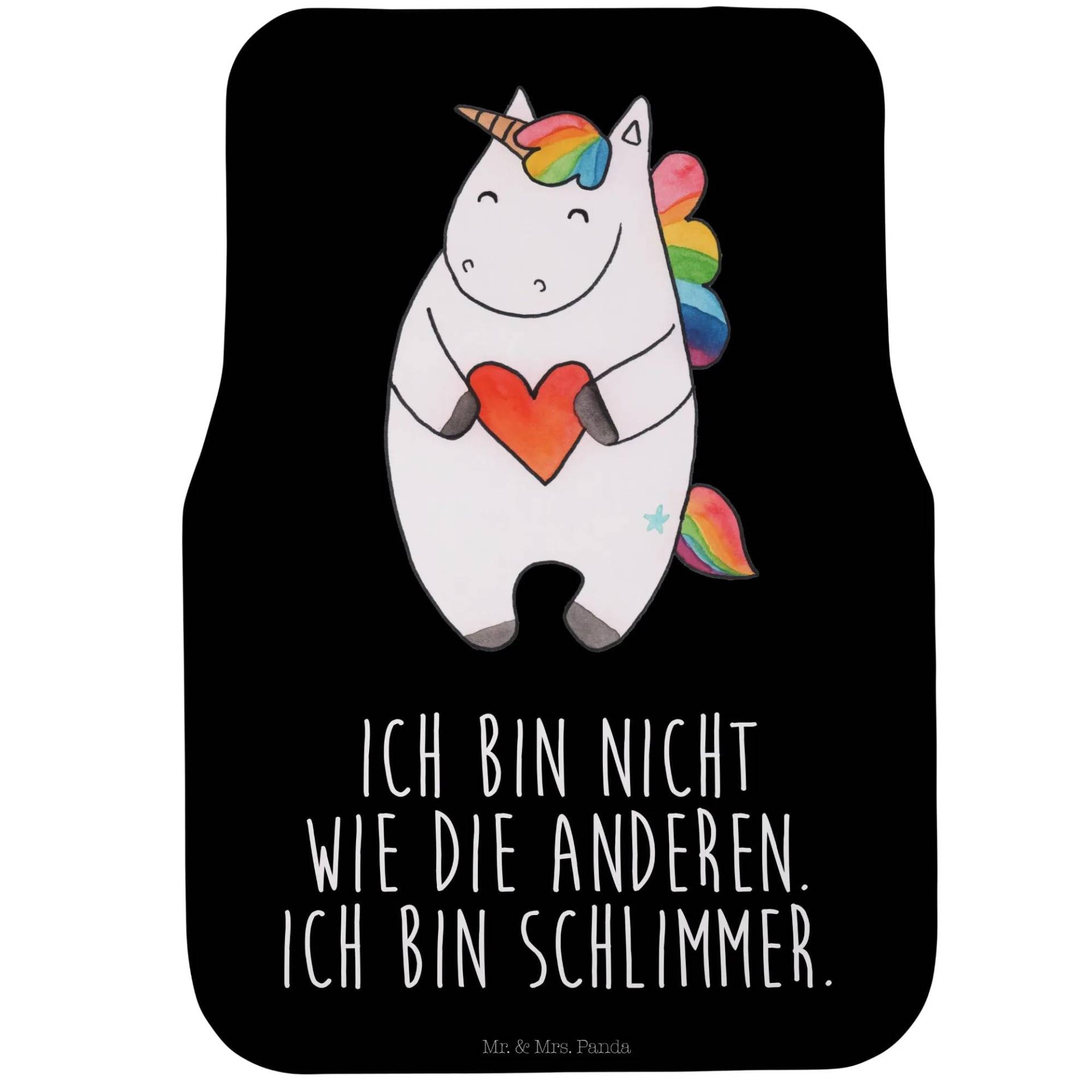 Mr. & Mrs. Panda Fahrer Autofußmatte Einhorn Herz - Geschenk, Unicorn, Autofußmatten, böse, Schmutzmatte Auto, Einhorn Deko, lustig, witzig, Mr. & Mrs. Panda Fahrer Autofußmatte Einhorn Herz - Geschenk, Unicorn, Autofußmatten, böse, Schmutzmatte Auto, Einhorn Deko, lustig, witzig, von Mr. & Mrs. Panda