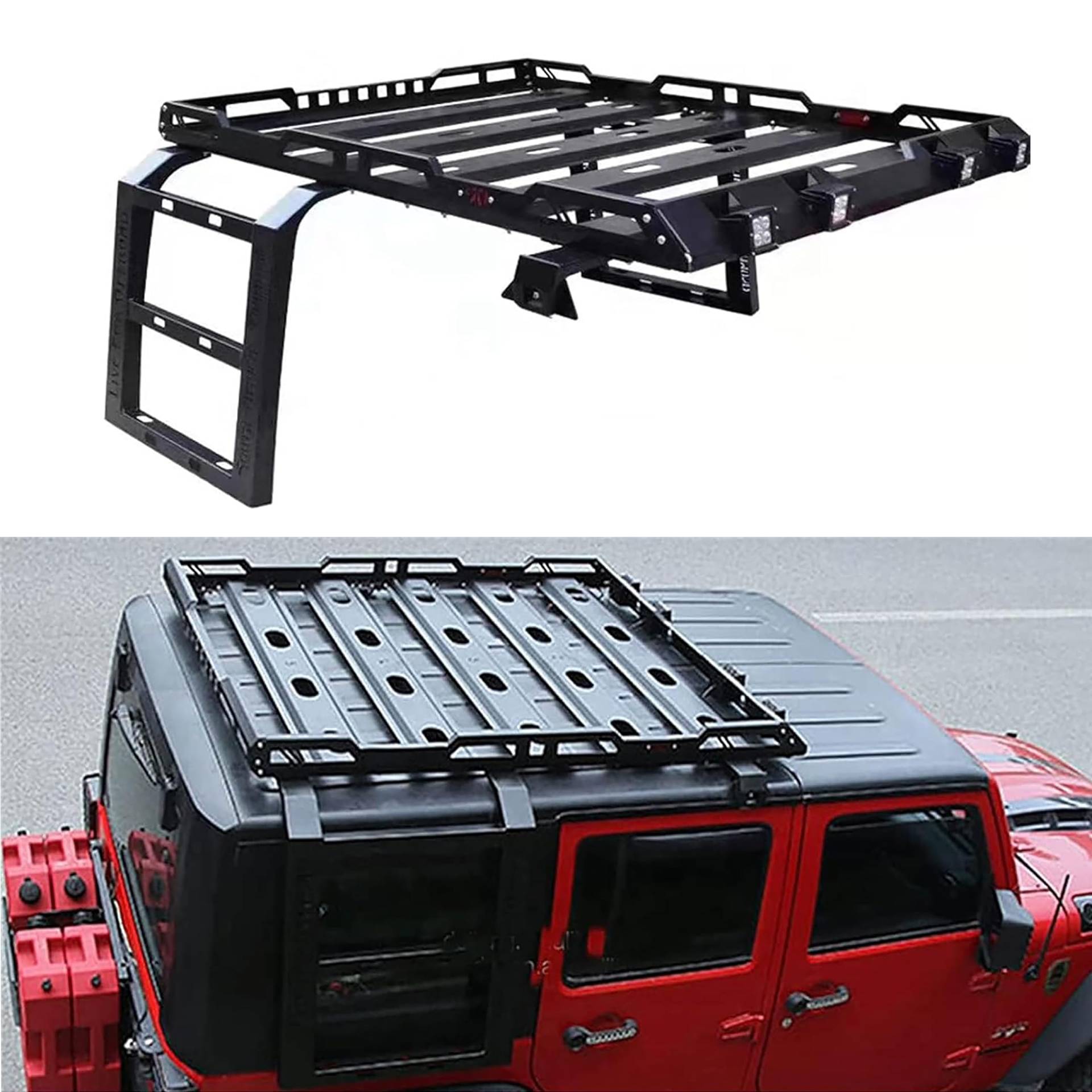 Car Luggage Rack with Ladder for Jeep Wranglers 4 Doors, Steel Bearing Rack, Roof Rack Pannier Rack,Car Exterior Decorative Accessories Car Luggage Rack with Ladder for Jeep Wranglers 4 Doors, Steel Bearing Rack, Roof Rack Pannier Rack,Car Exterior Decorative Accessories von Mr.Bugu