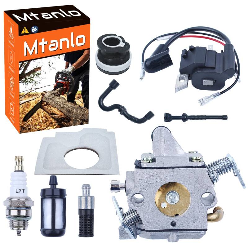 Mtanlo Vergaser MS170 für Stihl 017 018 MS180 MS170C MS180C Zama 180 Kettensäge C1Q-S57A C1Q-S57 C1Q-S57B 1130 120 0603 124 0603 0800 mit MS18 0 Spulen Zündung Benzinfilter von Mtanlo