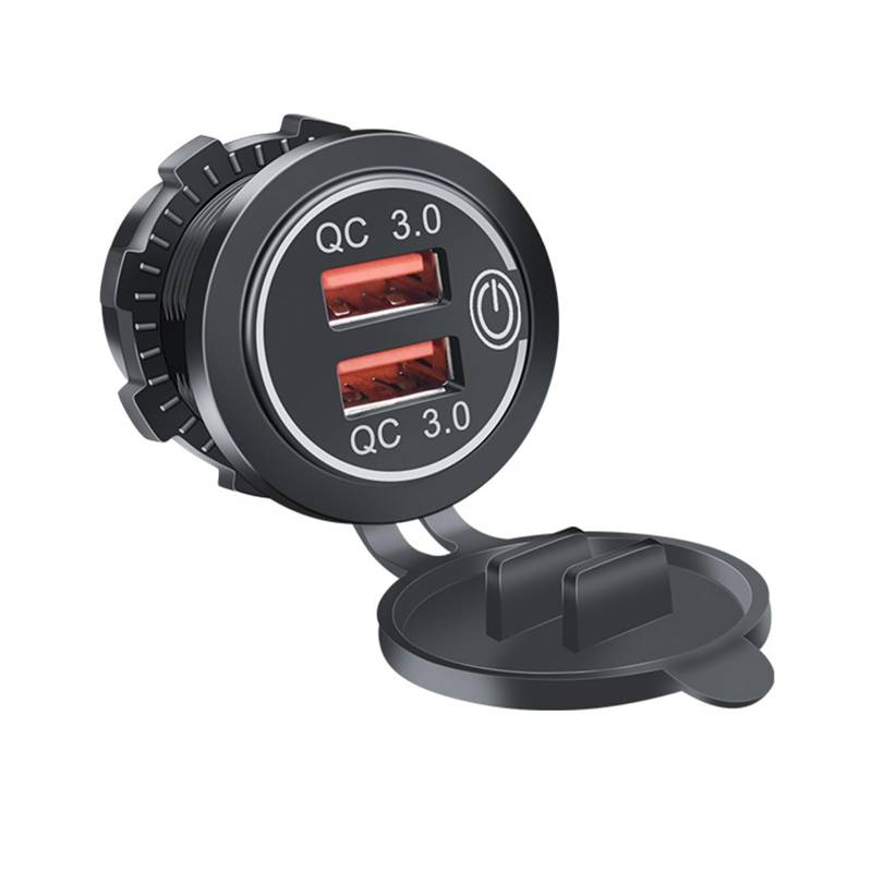 Mtucegi Doppel Port USB Gebühren Schnell Ladeadapter Staubdicht USB Adapter Touch Schalter Lädt ABS Für Fahrzeuge Und Motorräder Auf von Mtucegi