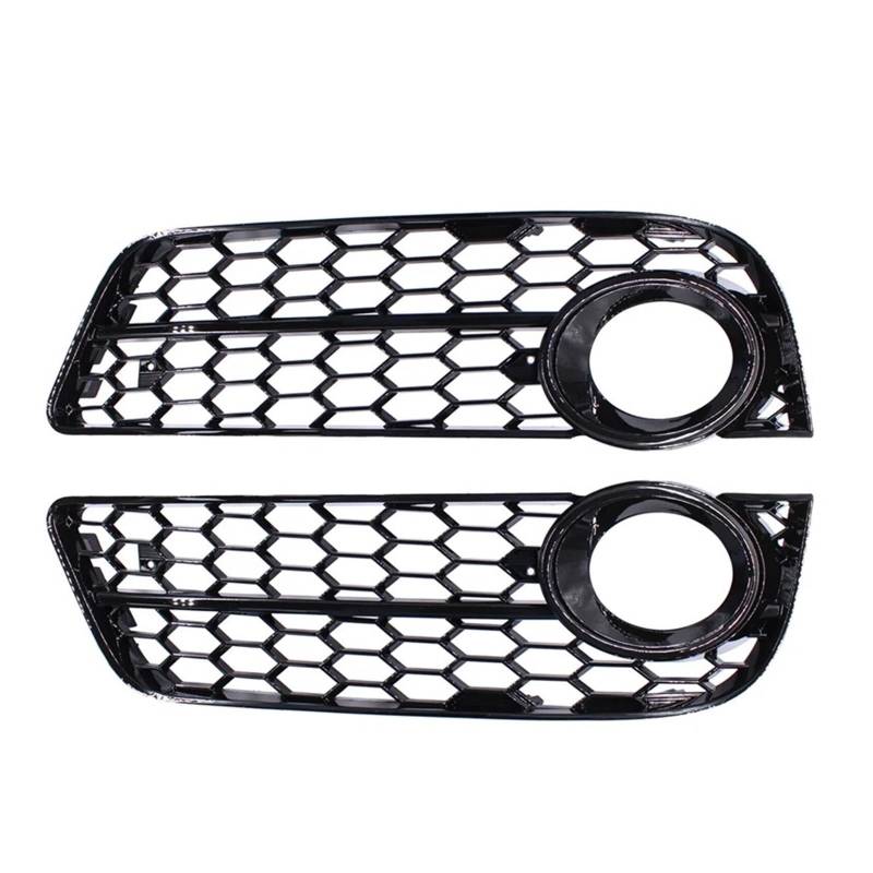Front Kühlergrille Frills Für A5 2008 2009 2010 2011 Schwarz 2 Stücke Auto Front Nebelscheinwerfer Abdeckung Honeycomb Mesh Nebelscheinwerfer Kühlergrill Frontstoßstangenmaske(Schwarz) von Mtuqvma