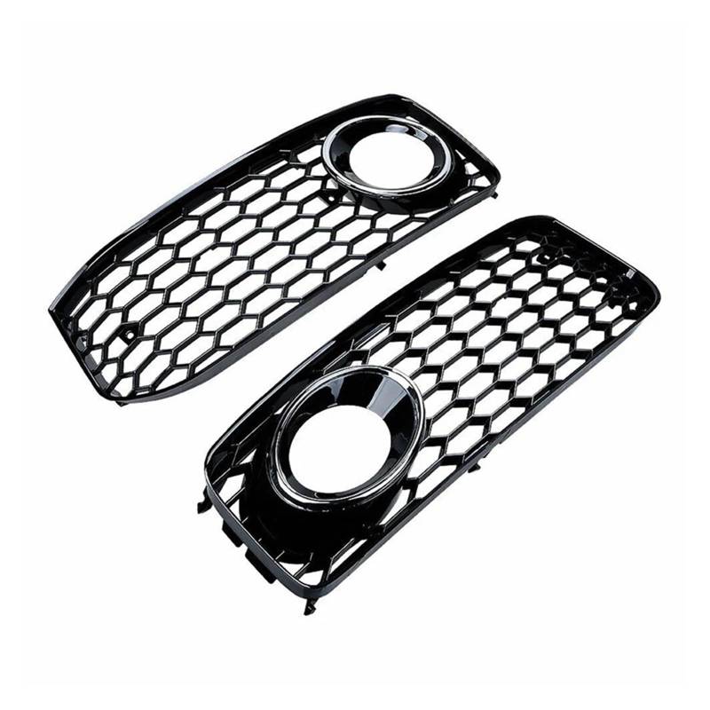 Front Kühlergrille Frills Für A5 Für A 5 B8 SLine S5 Honeycomb 2008-2012 2Pcs Auto Front Stoßstange Nebel Licht Lampe Kühlergrill Grill Abdeckung Mesh Honeycomb Hex Frontstoßstangenmaske(Chrome) von Mtuqvma