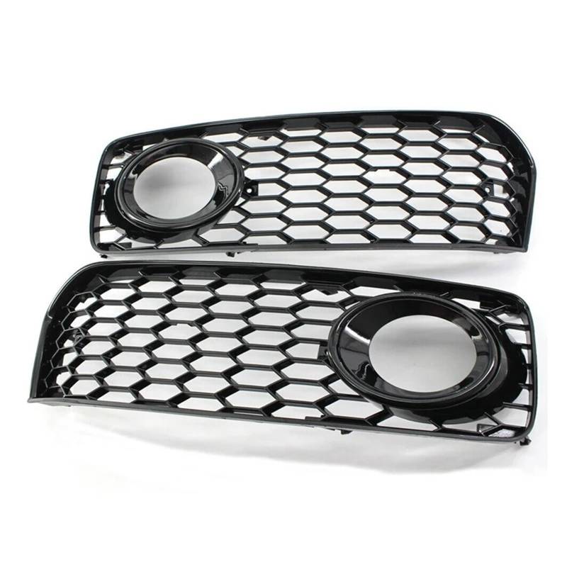 Front Kühlergrille Frills Für A5 Für A 5 B8 SLine S5 Honeycomb 2008-2012 2Pcs Auto Front Stoßstange Nebel Licht Lampe Kühlergrill Grill Abdeckung Mesh Honeycomb Hex Frontstoßstangenmaske(Schwarz) von Mtuqvma