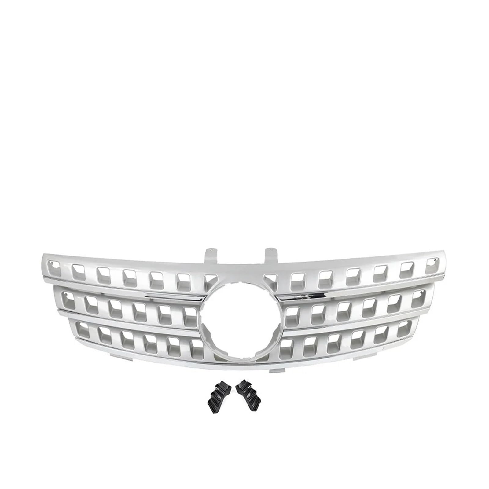 Front Kühlergrille Frills Für Benz ML-Klasse W164 ML320 ML350 ML550 2005 2006 2007 2008 Auto-Frontstoßstange Kühlergrill Haube Silber Racing Grille Frontstoßstangenmaske von Mtuqvma
