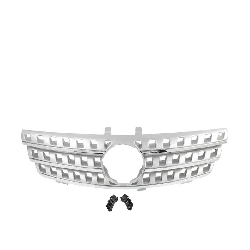 Front Kühlergrille Frills Für Benz ML-Klasse W164 ML320 ML350 ML550 2005 2006 2007 2008 Auto-Frontstoßstange Kühlergrill Haube Silber Racing Grille Frontstoßstangenmaske von Mtuqvma