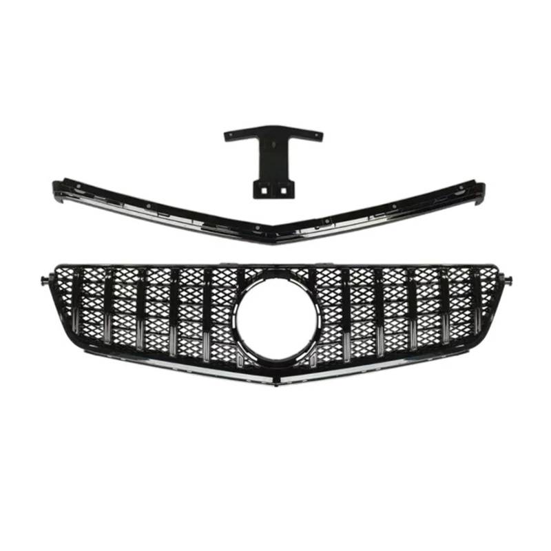 Front Kühlergrille Frills Für Benz W204 C-Klasse Für C63 Für AMG 2012 2013 2014 Für GT Style Tuning Grills Frontstoßstangengrill Haube Tuning Racing Grill Frontstoßstangenmaske(Schwarz) von Mtuqvma