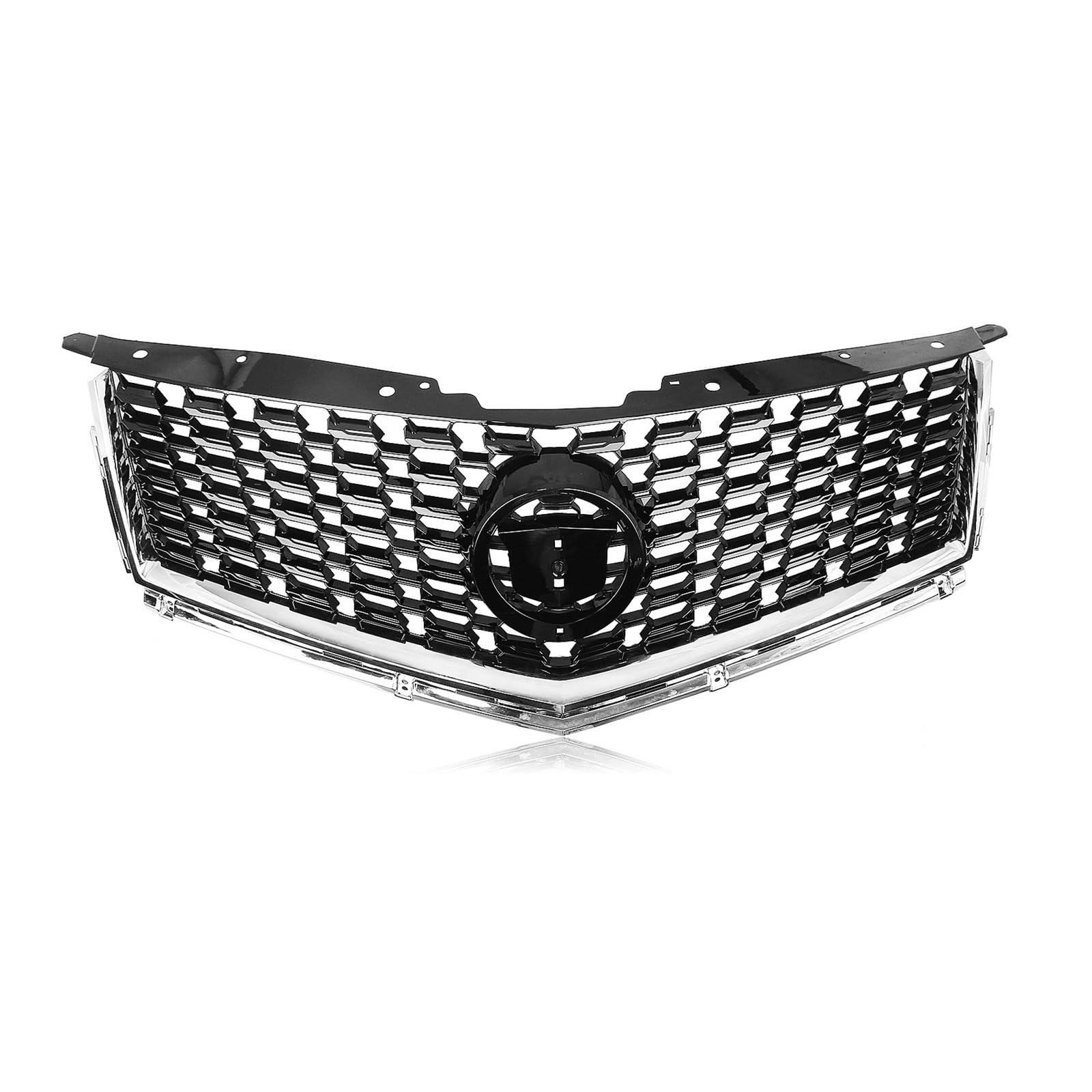 Front Kühlergrille Frills Für Cadillac SRX 2010 2011 2012 2013 2014 2015 2016 Kühlergrill Grill Schwarz/Silber Oberen Stoßfänger Haube Mesh Grid Frontstoßstangenmaske(Schwarz) von Mtuqvma