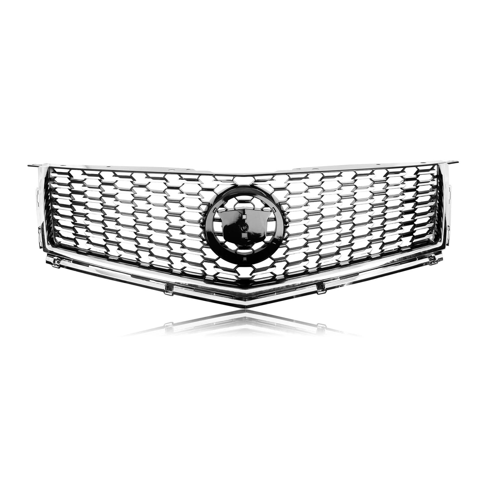 Front Kühlergrille Frills Für Cadillac SRX 2010 2011 2012 2013 2014 2015 2016 Kühlergrill Grill Schwarz/Silber Oberen Stoßfänger Haube Mesh Grid Frontstoßstangenmaske(Silber) von Mtuqvma