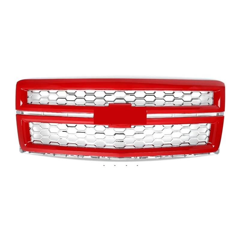 Front Kühlergrille Frills Für Chevrolet Für Silverado LTZ 1500 2014-2015 Honeycomb Frontgrill Modifizieren Frontgrill Obergrills Kühlergrill Rot Frontstoßstangenmaske von Mtuqvma