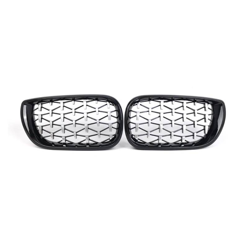 Front Kühlergrille Frills Für E46 4DR 320i 325i 330i 2002 2003 2004 2005 Auto Vorderen Stoßfänger Haube Diamant 2 Stücke Front Niere Grill Chrom Silber Grille Frontstoßstangenmaske(Black Silver) von Mtuqvma
