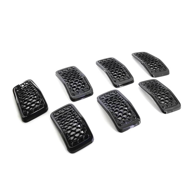 Front Kühlergrille Frills Für Jeep Für Cherokee 2019 2020 2021 2022 7Pcs Glänzend Schwarz/Chrom Auto Vorderen Stoßfänger Nieren Mesh Grille Zubehör Frontstoßstangenmaske(Glossy Black) von Mtuqvma
