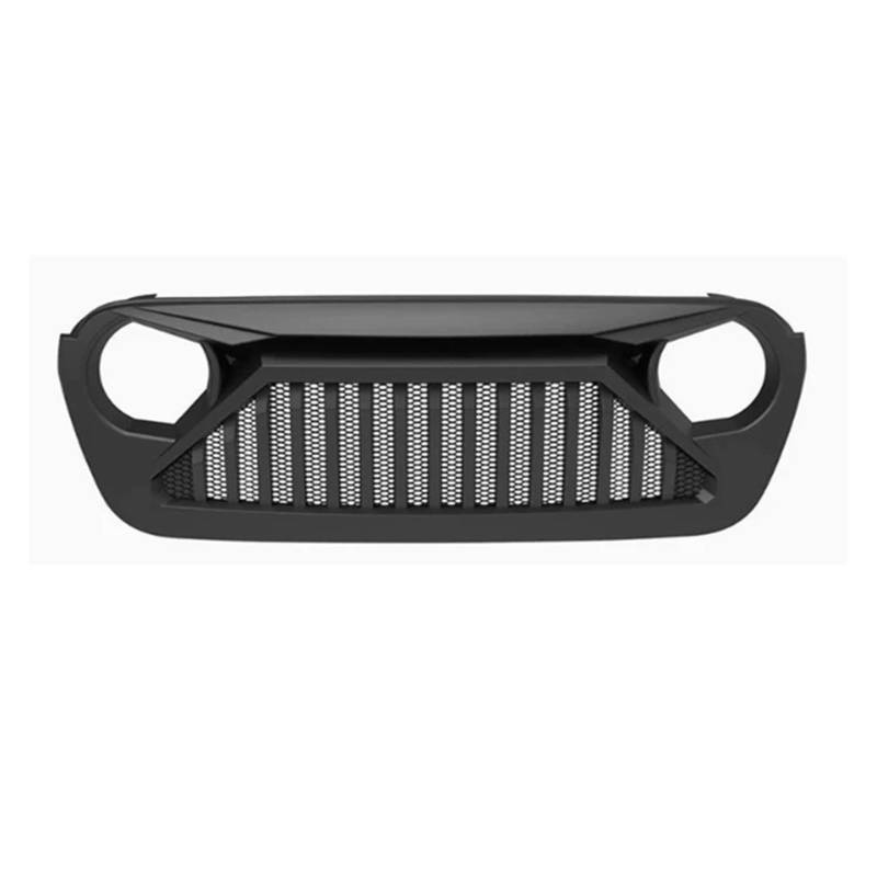 Front Kühlergrille Frills Für Jeep Für Wrangler JL Für Gladiator JT 2018 2019 2020 2021 2022 2023 2024 Wütender Stil Fronthaube Stoßfänger Mesh Oberer Kühlergrill Zubehör Frontstoßstangenmaske von Mtuqvma