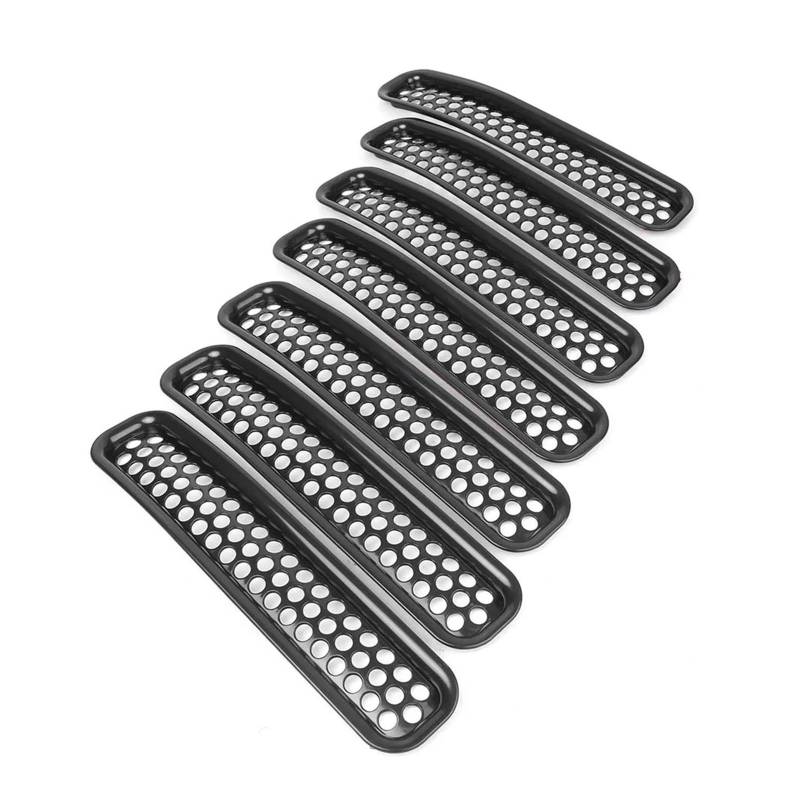 Front Kühlergrille Frills Für Jeep Für Wrangler TJ 1997 1998 1999 2000 2001 2002 2003 2004 2005 2006 7Pcs Auto Vorderen Stoßfänger Einsatz Racing Grill Mesh Grille Frontstoßstangenmaske von Mtuqvma