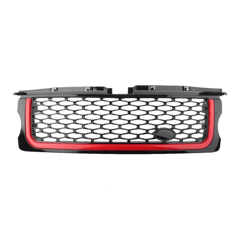 Front Kühlergrille Frills Für Land Für Rover Für Range Für Rover Sport RRS 2005 2006 2007 2008 2009 Schwarzer Rahmen Roter Rand ABS Auto Frontstoßstangengrill Mesh Grill Frontstoßstangenmaske von Mtuqvma