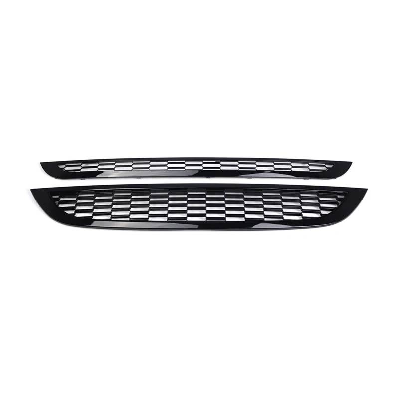 Front Kühlergrille Frills Für Mini Für Cooper S R50 R52 R53 2001-2006 OE 51137133847 ABS-Kunststoff 2-teiliger Frontstoßstangengrill Oberer + Unterer Mesh-Grill Frontstoßstangenmaske(Glossy Black) von Mtuqvma