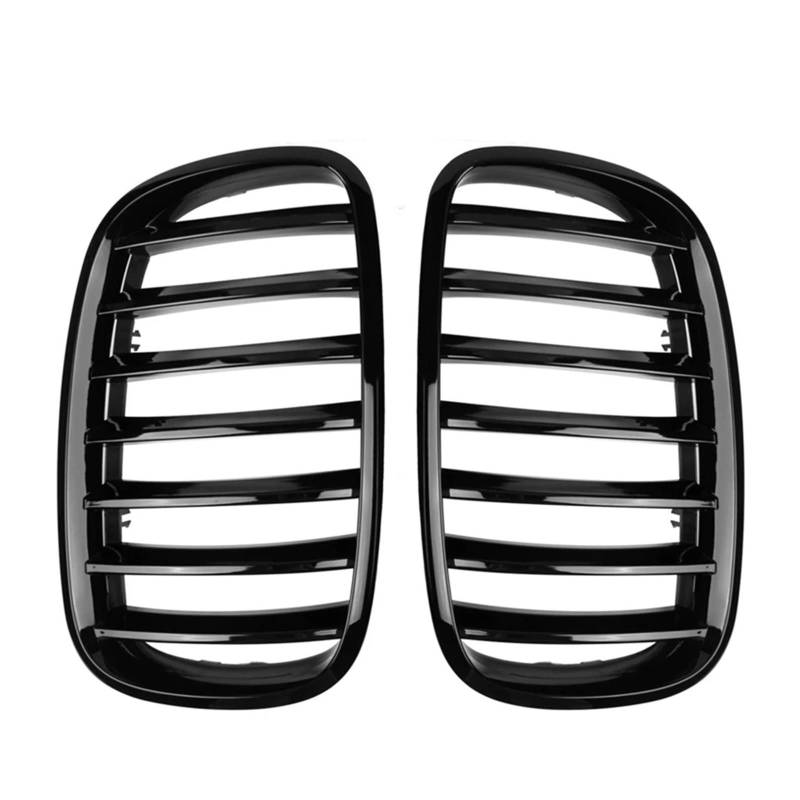 Front Kühlergrille Frills Für X5 E70 Für X6 E71 2007 2008 2009 2010 2011 2012 2013 2014 2 STÜCKE Schwarz Glänzend Frontnieren-Einzellamellen-Renngrill Frontstoßstangenmaske(Black Single Slat) von Mtuqvma
