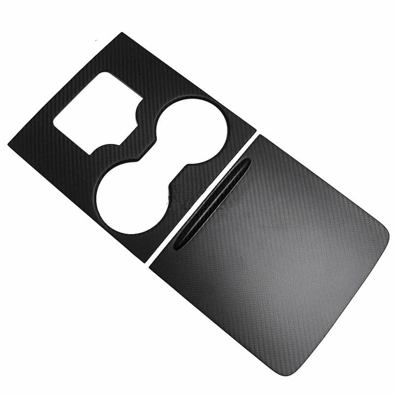 Mittelkonsole Dekor Für Tesla Für Modell 3 2021 2022 Real Carbon Fiber Auto Innen Center Console Wasser Tasse Halter Panel Abdeckung Trim Interieurleisten(Matte Carbon Fiber) von Mtuqvma