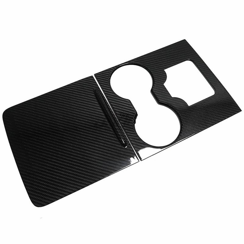 Mittelkonsole Dekor Für Tesla Für Modell Für Y 2020 2021 2022 Echte Kohlefaser Autoinnenraum Mittelkonsole Wasserbecherhalter Panelabdeckung Verkleidung Interieurleisten(Glossy Carbon Fiber) von Mtuqvma