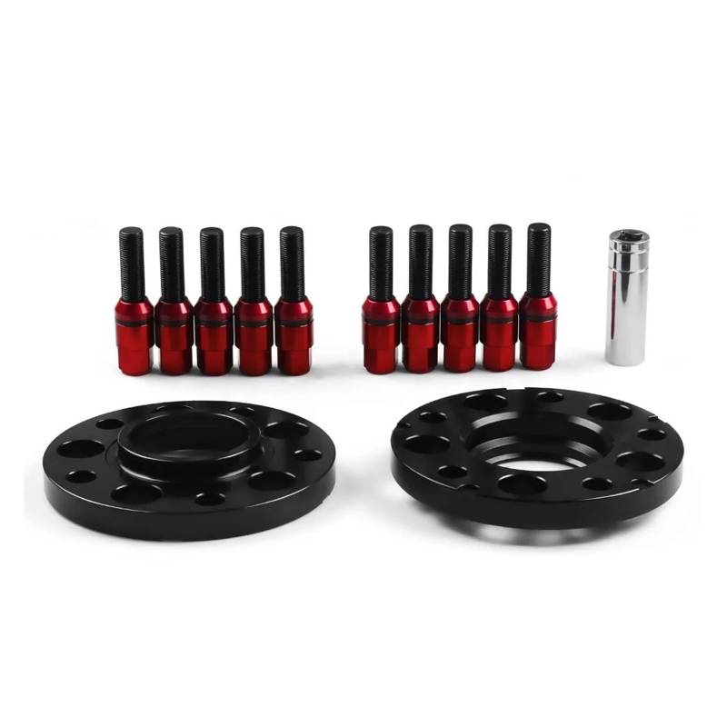 Spurverbreiterungen Für F-Serie F10 F12 F13 F01 F02 F30 15 Mm 72,56 Mm 5 X 120 Mm Hubcentric Spurverbreiterungen M14 X 1,25 Kegelschrauben Auto Rad Distanzstück Adapter(Red Bolts) von Mtuqvma